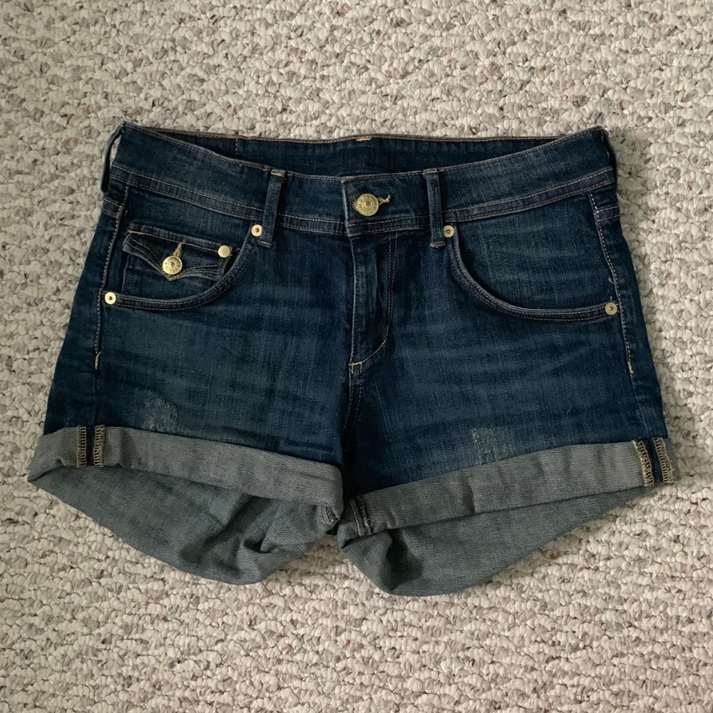 Dark wash denim shorts
